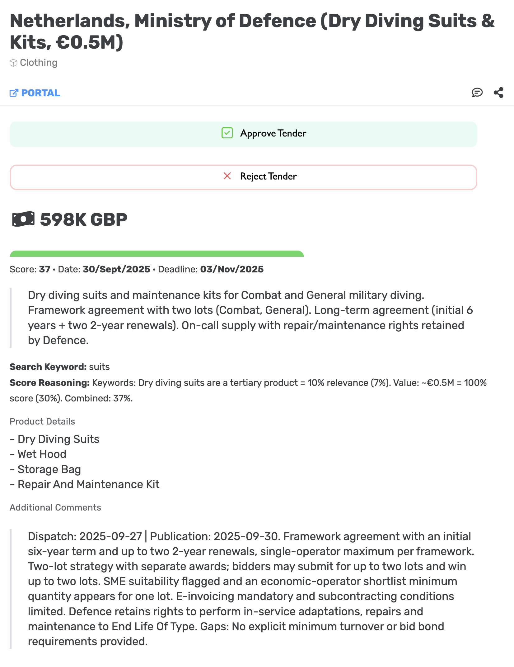 AI-Powered Tender Automation Dashboard