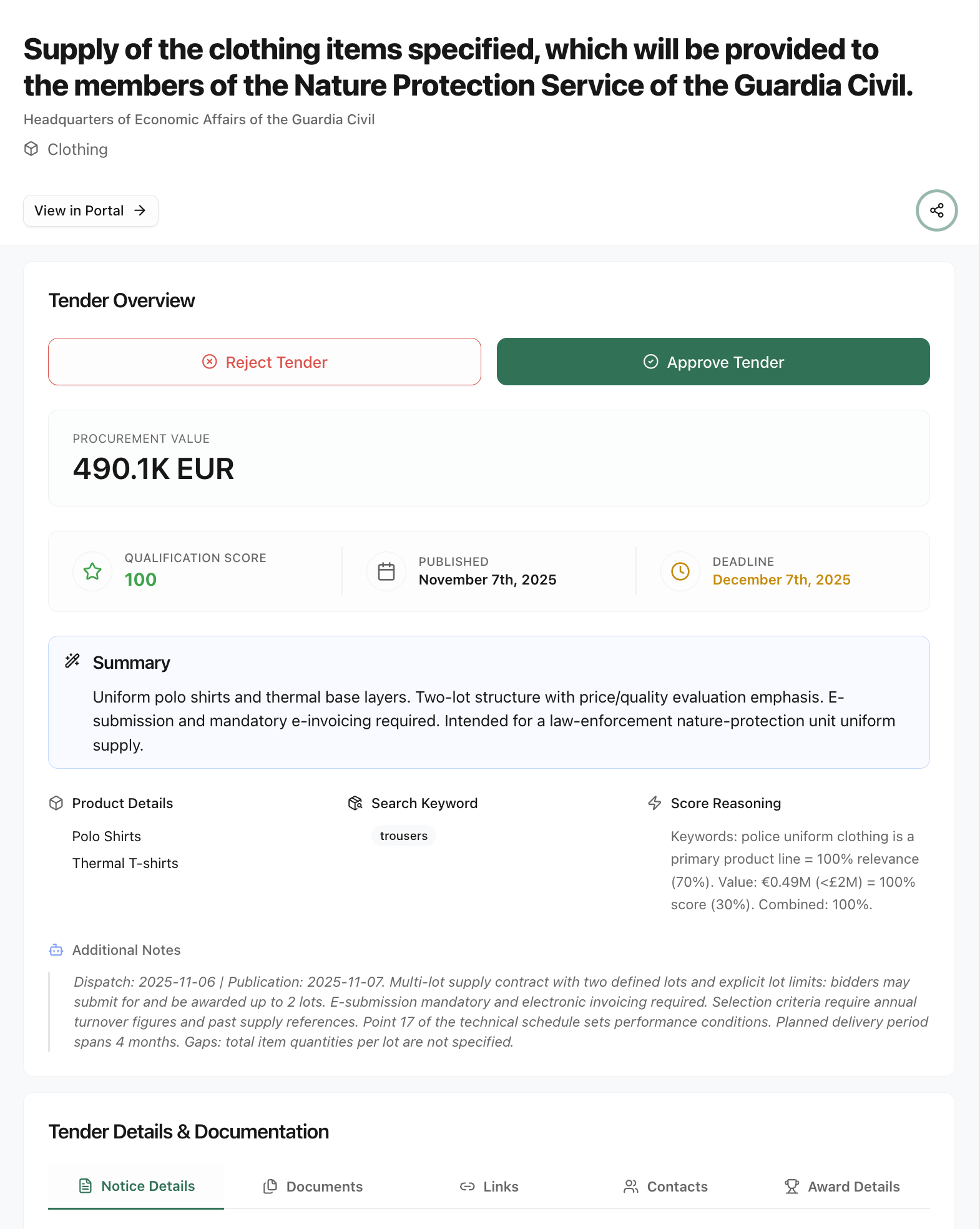 AI-Powered Tender Automation Dashboard